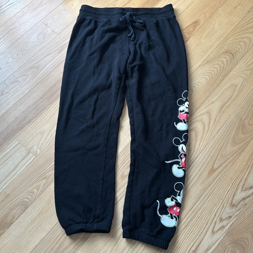 Disney Mickey Mouse Hoodie Set Size L Black Sweatshirt Joggers Lounge - Picture 6 of 10